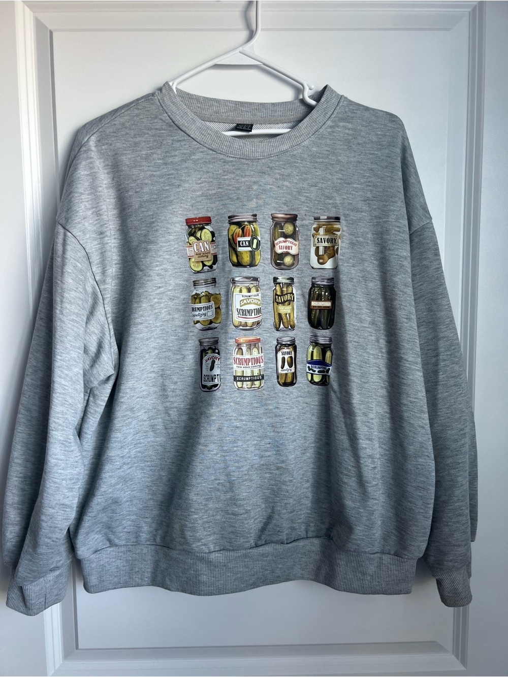 SHEIN Gray Crewneck Sweatshirt with Colorful Jar Graphic